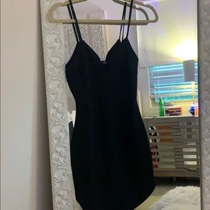 Black mini low cut dress